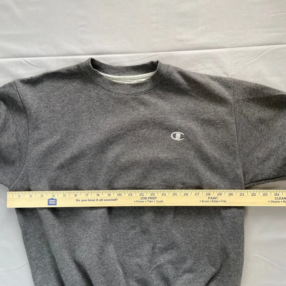 Champion Men's M Gray Eco Crewneck Sweatshirt Cotton Blend Classic Logo 52 48